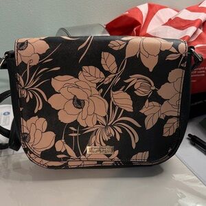 Kate Spade Black and Tan Floral Crossbody Bag